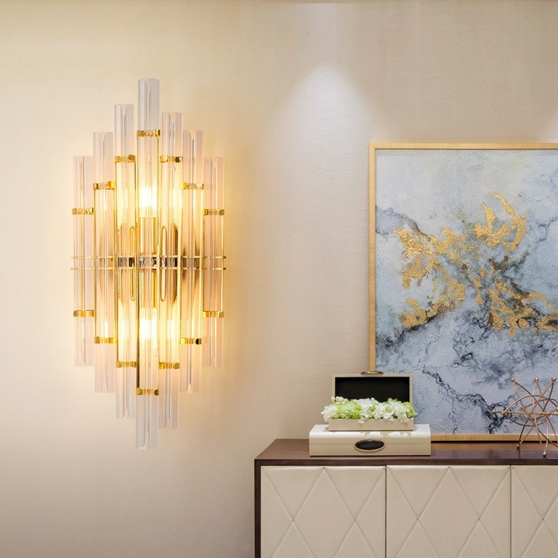 Hotel Licht Luxus Kristall Wand Lampe Post moderne Persönlichkeit Wohnzimmer Gang Eingang Hintergrund Wand Lampe Schlafzimmer Nacht Dekorative Wandlampen