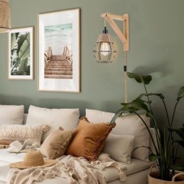 Hanfseil Eisen Kunst Wandleuchte American Pastoral Retro Wandleuchte mit Stecker