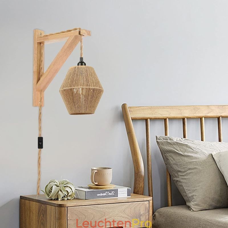 Papierseil-Wandleuchte American Pastoral Retro Wandleuchte mit Stecker