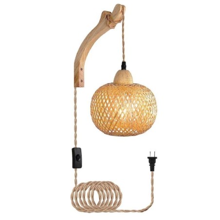 Bambus Wandleuchte American Pastoral Retro Hanfseil Wandleuchte mit Stecker Bambus Wandleuchte American Pastoral Retro Hanfseil Wandleuchte mit Stecker