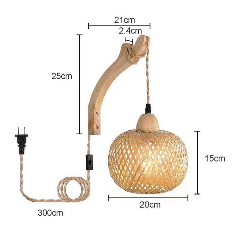 Bambus Wandleuchte American Pastoral Retro Hanfseil Wandleuchte mit Stecker
