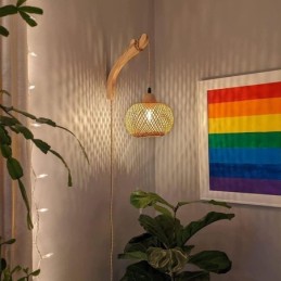 Bambus Wandleuchte American Pastoral Retro Hanfseil Wandleuchte mit Stecker