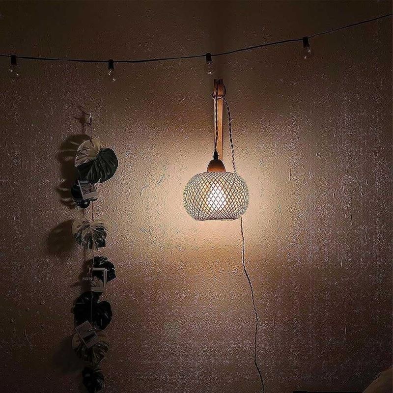 Bambus Wandleuchte American Pastoral Retro Hanfseil Wandleuchte mit Stecker