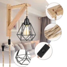 Amerikanischen Retro Wand Leuchte 2,5 M Hanf Seil Hängen Draht Schwarz Eisen Lackiert Lampenschirm