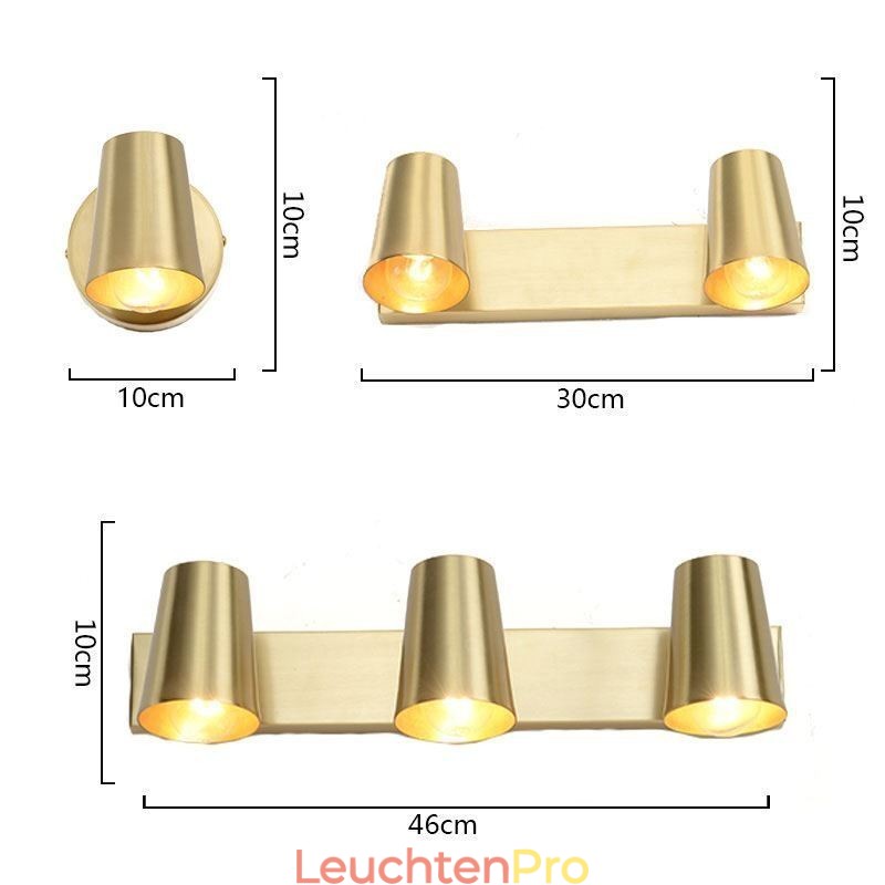 Nordische Messingspiegel-Frontlicht-Spot-Wandleuchte