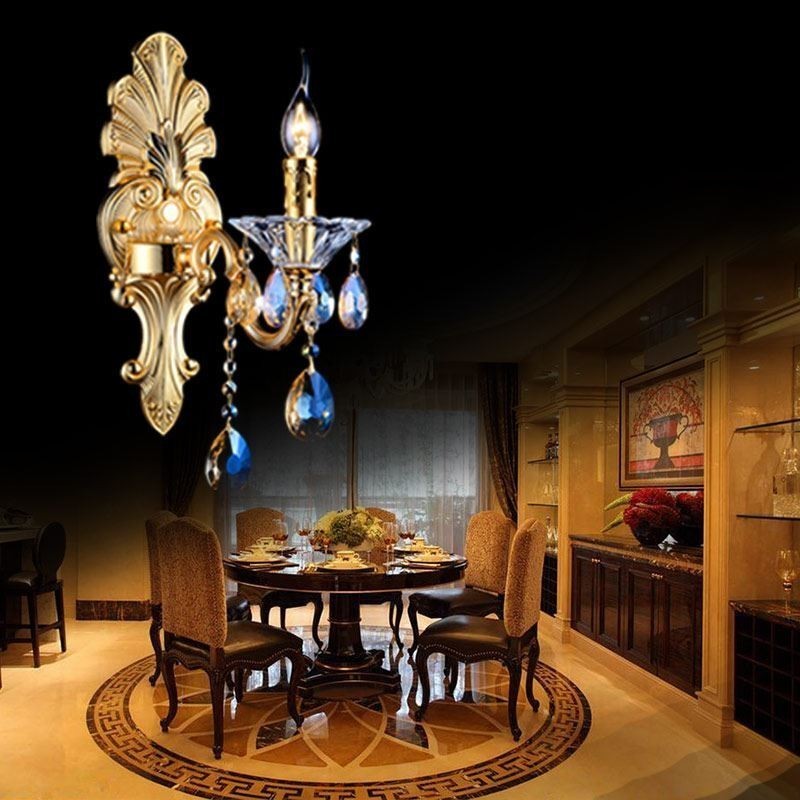 Europäische Wandleuchte Luxuriöse Wandleuchte Kristalltropfen Dekoration Lampe Nachttischbeleuchtung