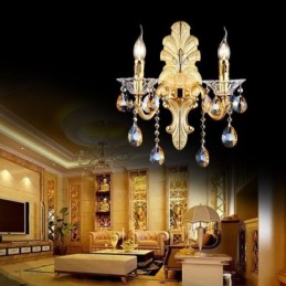 Europäische Wandleuchte Luxuriöse Wandleuchte Kristalltropfen Dekoration Lampe Nachttischbeleuchtung