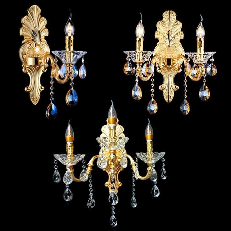 Europäische Wandleuchte Luxuriöse Wandleuchte Kristalltropfen Dekoration Lampe Nachttischbeleuchtung