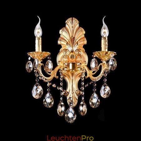 Europäische Wandleuchte Golden Petal Wandleuchte Exquisite Kristalltropfen Licht Nachttischbeleuchtung Europäische Wandleuchte Golden Petal Wandleuchte Exquisite Kristalltropfen Licht Nachttischbeleuchtung