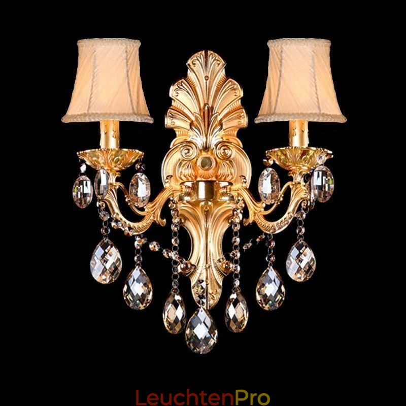 Europäische Wandleuchte Golden Petal Wandleuchte Exquisite Kristalltropfen Licht Nachttischbeleuchtung