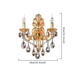 Europäische Wandleuchte Golden Petal Wandleuchte Exquisite Kristalltropfen Licht Nachttischbeleuchtung