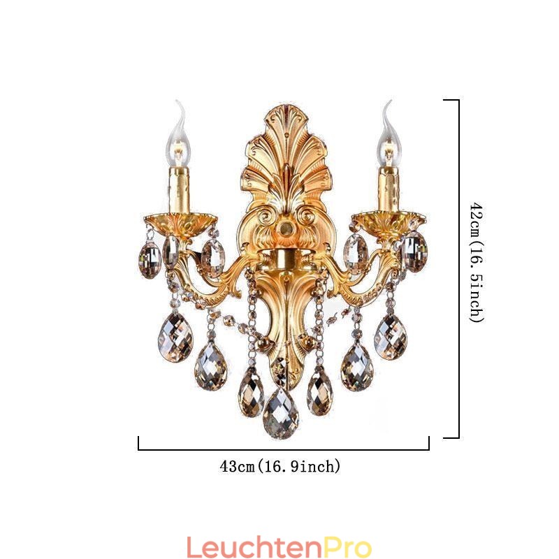 Europäische Wandleuchte Golden Petal Wandleuchte Exquisite Kristalltropfen Licht Nachttischbeleuchtung