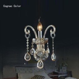 Europäische Wandleuchte Bernstein Cognac Kristall Wandleuchte Einfache Lampe Beleuchtung
