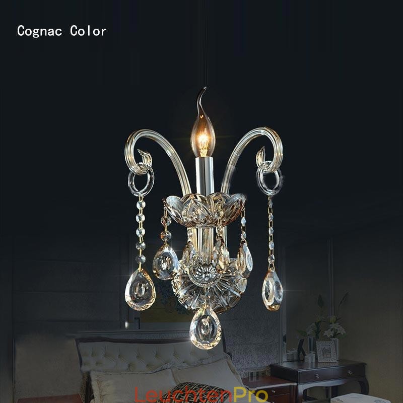 Europäische Wandleuchte Bernstein Cognac Kristall Wandleuchte Einfache Lampe Beleuchtung