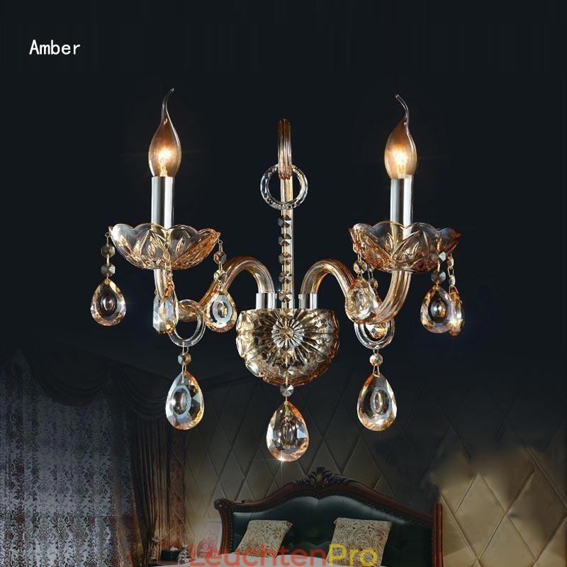 Europäische Wandleuchte Bernstein Cognac Kristall Wandleuchte Einfache Lampe Beleuchtung