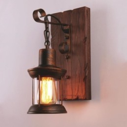 Amerikanischen Vintage Wand Licht Industrie LOFT Wand Leuchte Massivholz Glas Lampe Licht