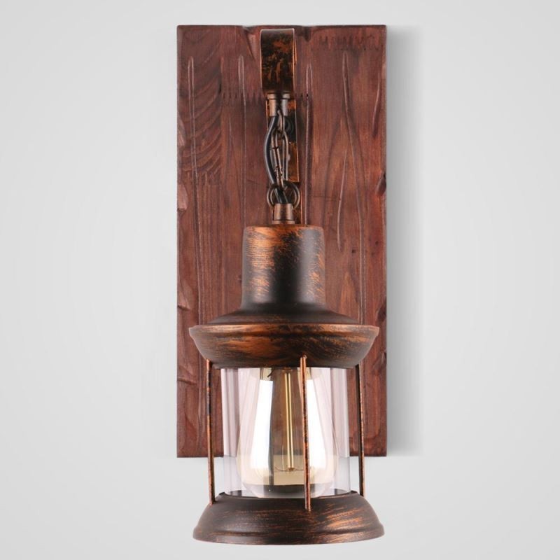 Amerikanischen Vintage Wand Licht Industrie LOFT Wand Leuchte Massivholz Glas Lampe Licht