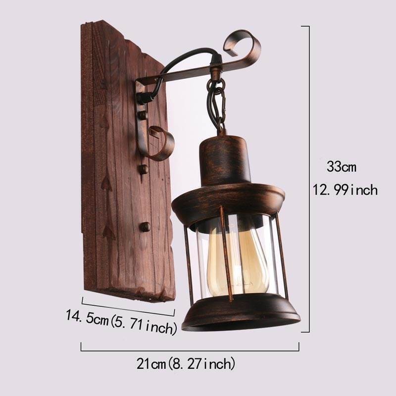 Amerikanischen Vintage Wand Licht Industrie LOFT Wand Leuchte Massivholz Glas Lampe Licht