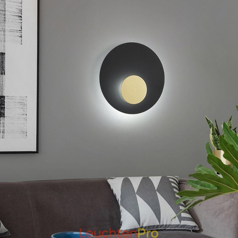 Nordic Wand Licht Schwarz Gold Runde Voll Kupfer Wand Leuchte