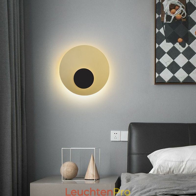 Nordic Wand Licht Schwarz Gold Runde Voll Kupfer Wand Leuchte