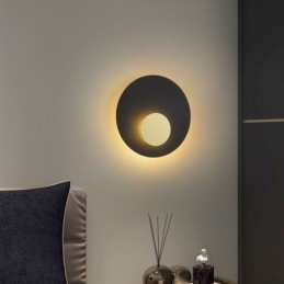 Nordic Wand Licht Schwarz Gold Runde Voll Kupfer Wand Leuchte