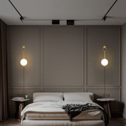 Moderne Globe Wandleuchte aus gebürstetem Goldglas