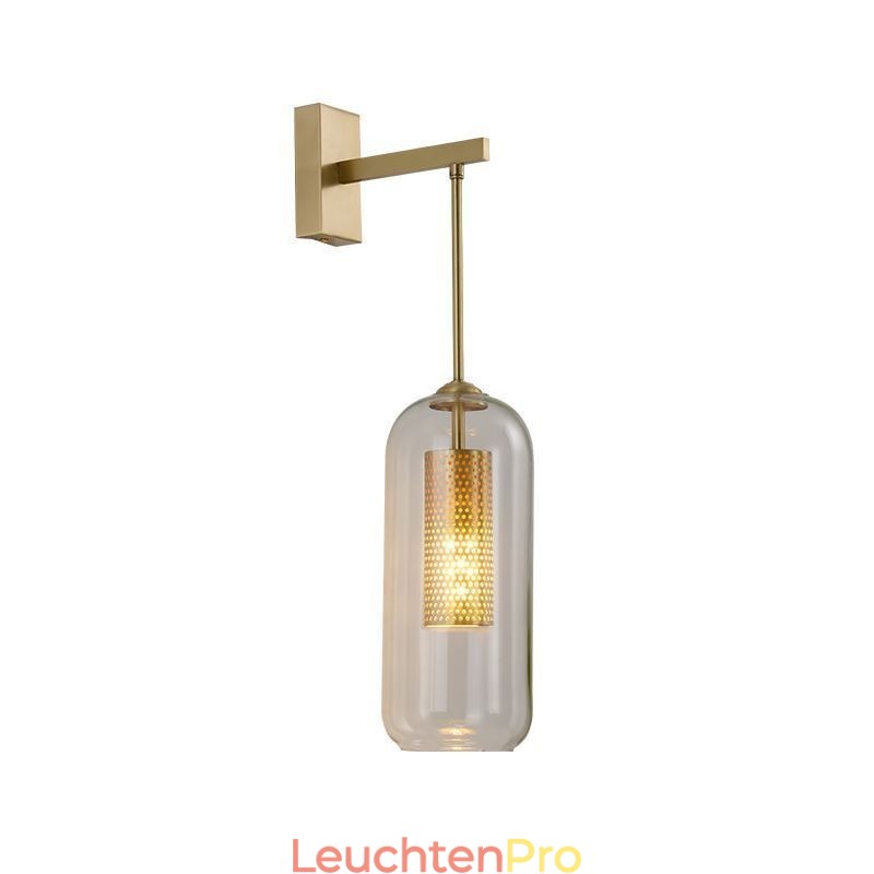 Nordische Messing-Wandlampe mit Innenaussparung aus Zylinderglas