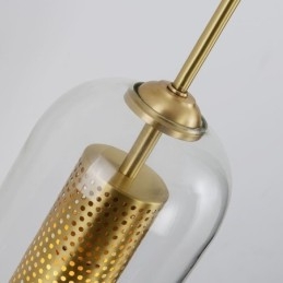 Nordische Messing-Wandlampe mit Innenaussparung aus Zylinderglas