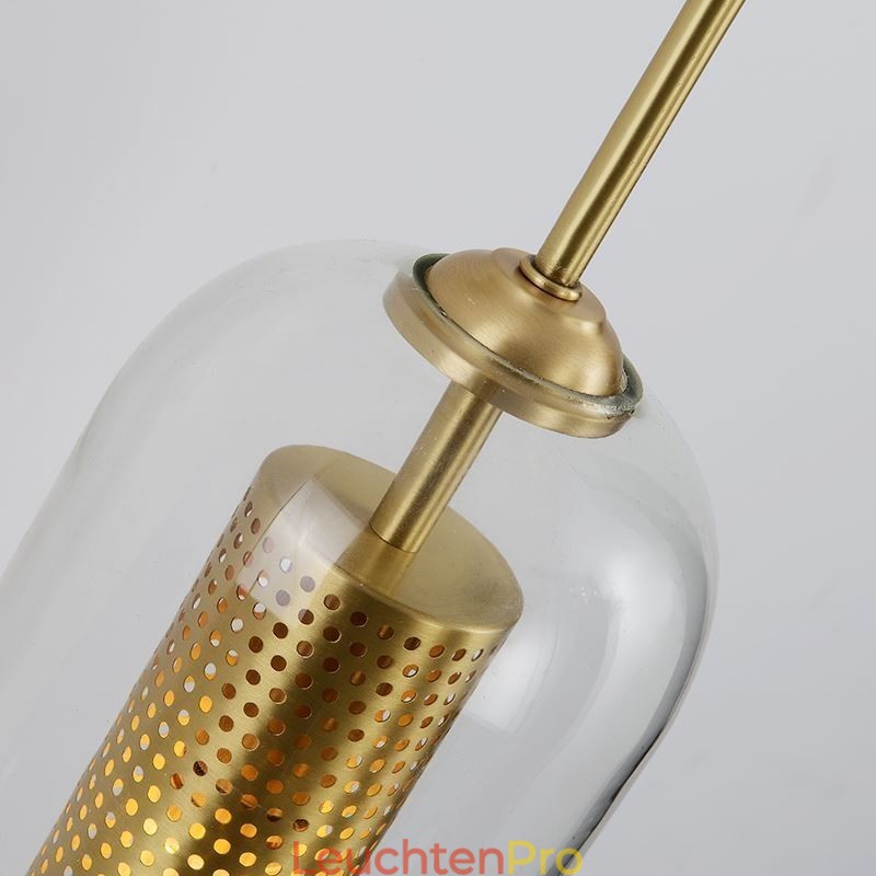 Nordische Messing-Wandlampe mit Innenaussparung aus Zylinderglas