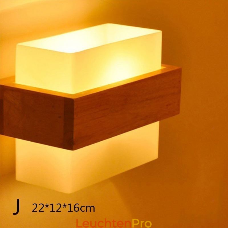 Nordische Holz Wandlampe Glas Lampenschirm Wandleuchte