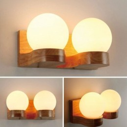 Nordische Massivholz Wandleuchte Gemütliche Kugelform Wandleuchte