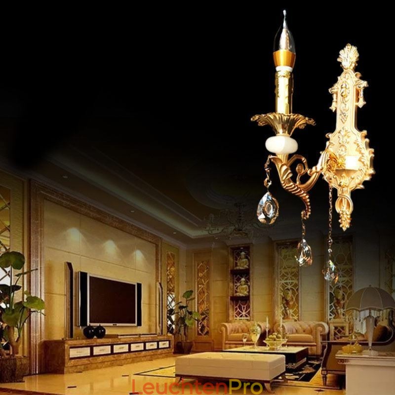 Europäische Wandleuchte Luxuriöse Wandleuchte Kristall Tropfen Lampe Nachttischbeleuchtung