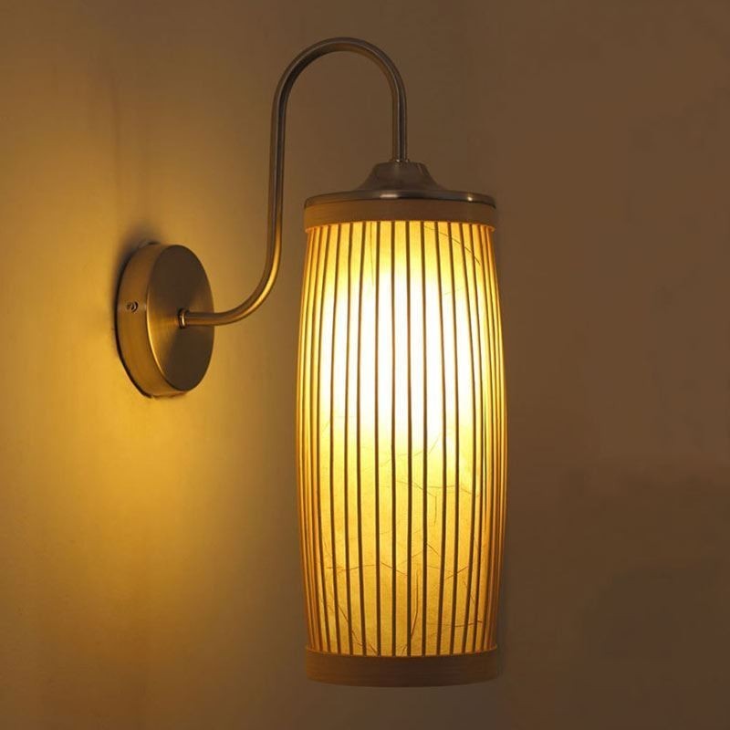 Taille Trommel Design Wandleuchte Kreative Bambus Wandleuchte Nachttisch Treppen Ländlichen Beleuchtung