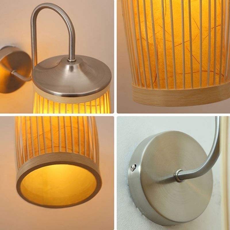 Taille Trommel Design Wandleuchte Kreative Bambus Wandleuchte Nachttisch Treppen Ländlichen Beleuchtung