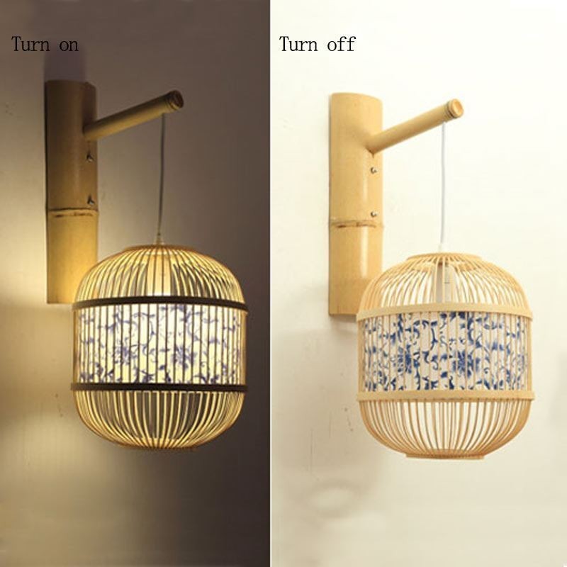 Käfig Design Wandleuchte Kreative Bambus Hängende Wandleuchte Nachttisch Dekoratives Licht