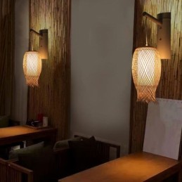 Nach unten Bambus Wand Licht Ländlichen Runde Wand Leuchte Nacht Teehaus Kreative Licht