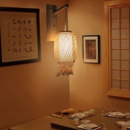 Nach unten Bambus Wand Licht Ländlichen Runde Wand Leuchte Nacht Teehaus Kreative Licht