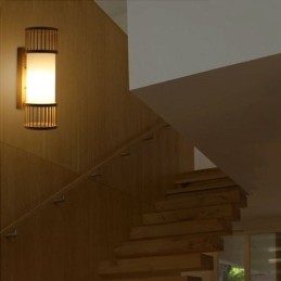 Vertikale Bambus Wandleuchte Kreative Runde Wandleuchte Nachttisch Treppenbeleuchtung
