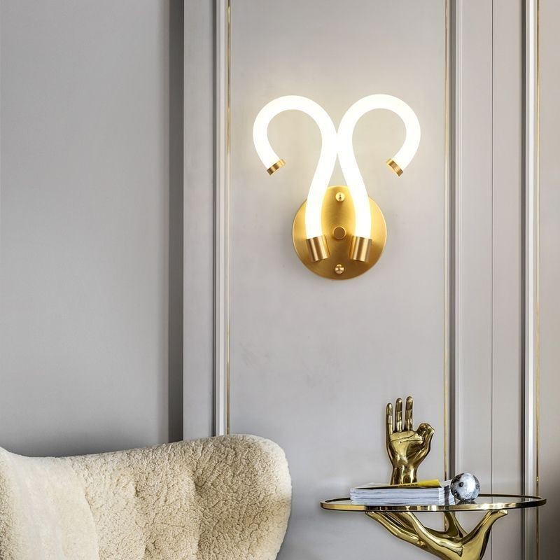 Moderne Wandleuchte Kreativität Wandleuchte Kupfer Schaf Horn 2 Lichter