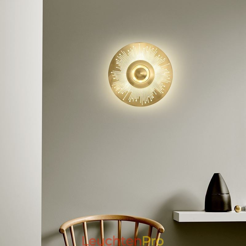Nordische Messing-Wandlampe, ausgehöhlte runde Form, Wandleuchte