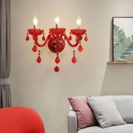 Europäische Kristall Wandleuchte Wandleuchte Rot Farbe Licht