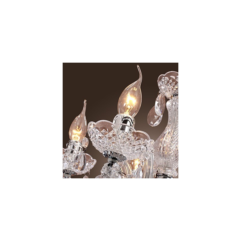 Upligh Chrom Deckenleuchte Kerze Licht Acryl Leuchte Kronleuchter Anhänger