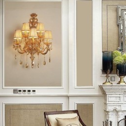 Luxus Kristall Wandleuchte Europäischen Wandleuchte Zink-legierung Fünf Licht Gang
