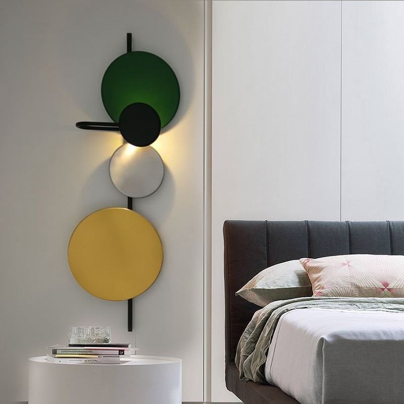 Moderne Wandleuchte, kreisförmige Wandleuchte, bunte Beleuchtung für Zuhause, Nachttischbeleuchtung