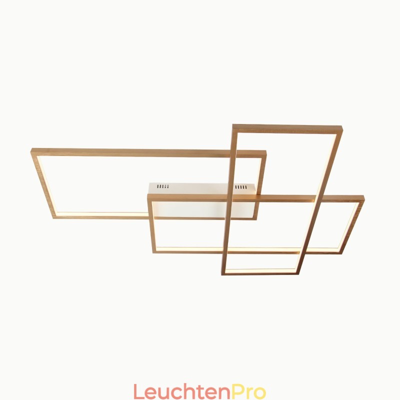 Moderne Deckenleuchte mit zeitgenössischer Aluminium-Malerei in Gold, Unterputzleuchte mit Ferndimmer für Wohnzimmer, Schlafzimmer (kann auch als Wandleuchte verwendet werden)