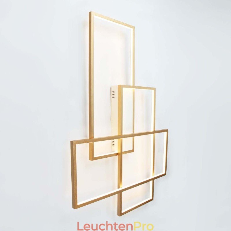 Moderne Deckenleuchte mit zeitgenössischer Aluminium-Malerei in Gold, Unterputzleuchte mit Ferndimmer für Wohnzimmer, Schlafzimmer (kann auch als Wandleuchte verwendet werden)