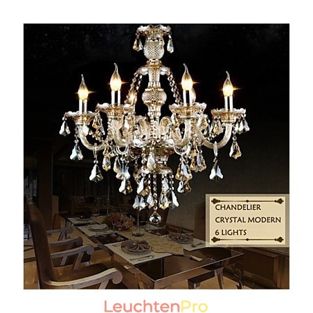 Kronleuchter Cognac Farbe Kristall Modern 6 Lichter Zeitgenössisches Glas Kronleuchter Cognac Farbe Kristall Modern 6 Lichter Zeitgenössisches Glas