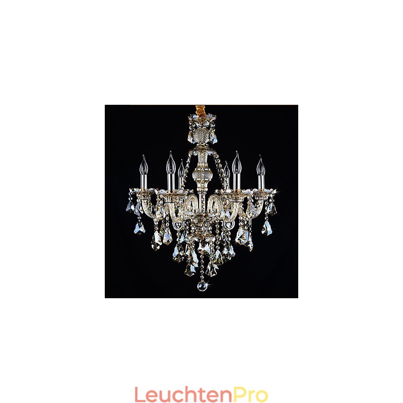 Kronleuchter Cognac Farbe Kristall Modern 6 Lichter Zeitgenössisches Glas