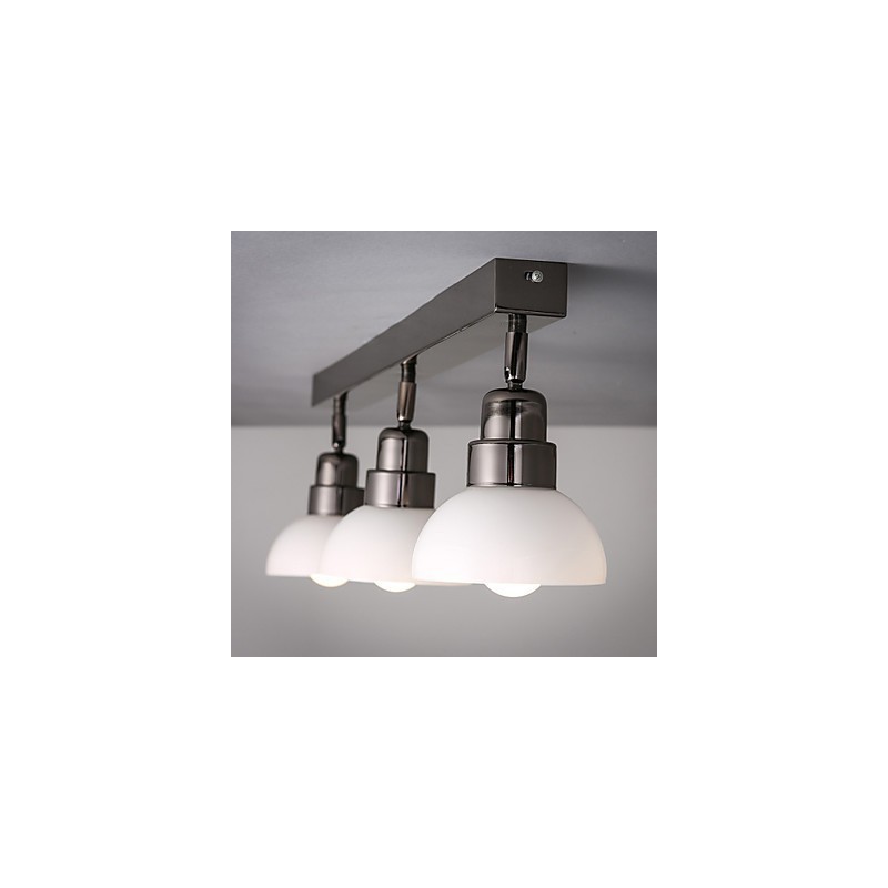 Unterputz-Trinalkopfleuchte, weißes Glas, Aluminiumrahmen, modisch, modern