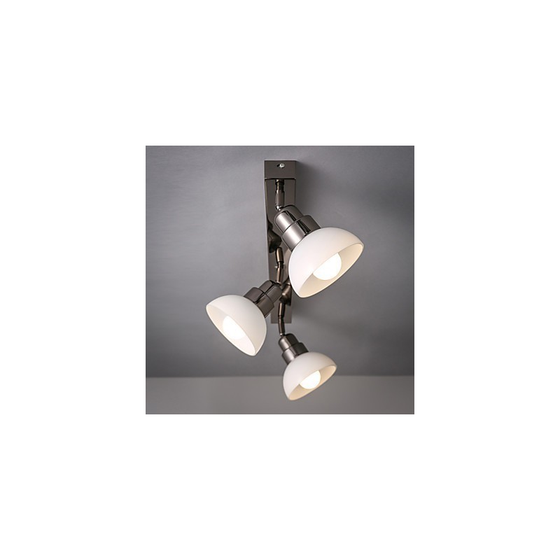 Unterputz-Trinalkopfleuchte, weißes Glas, Aluminiumrahmen, modisch, modern